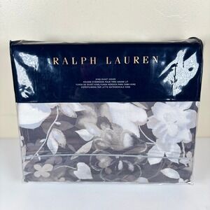 Ralph Lauren‎ Avery King Duvet Cover Gray Chrysanthemum Floral Cottagecore NEW